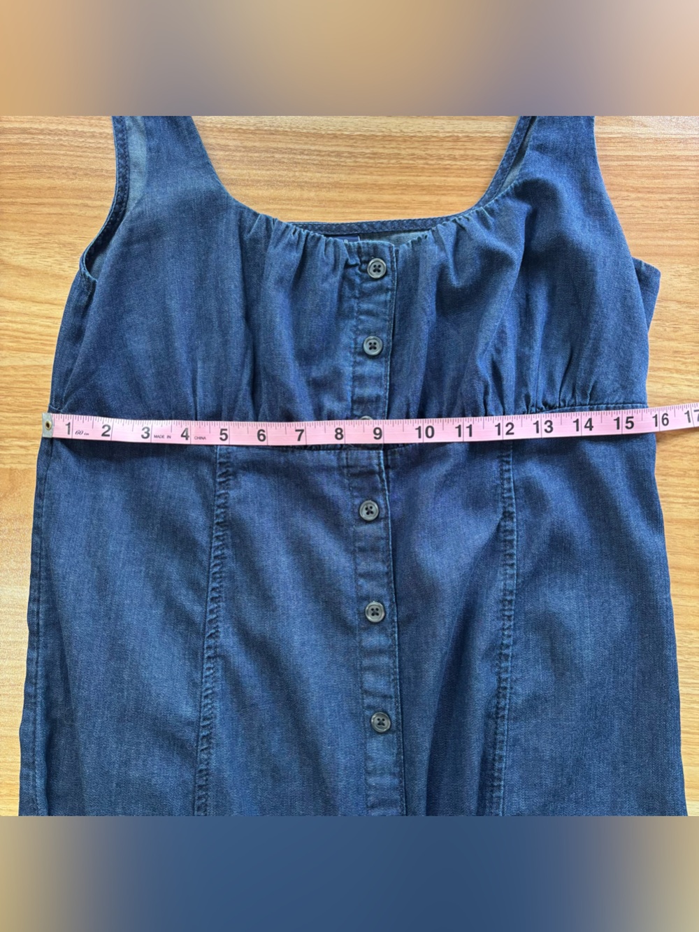 GAP UltraSoft Denim Square-Neck Mini Dress Vacation Outfit Small - Picture 12 of 12